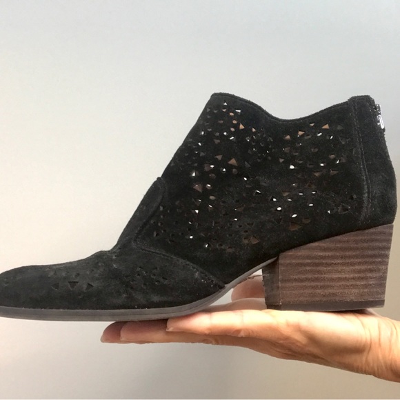 FRANCO SARTO Black Ashlee Suede Laser Cut Booties—SZ. 8.5 - Picture 8 of 8